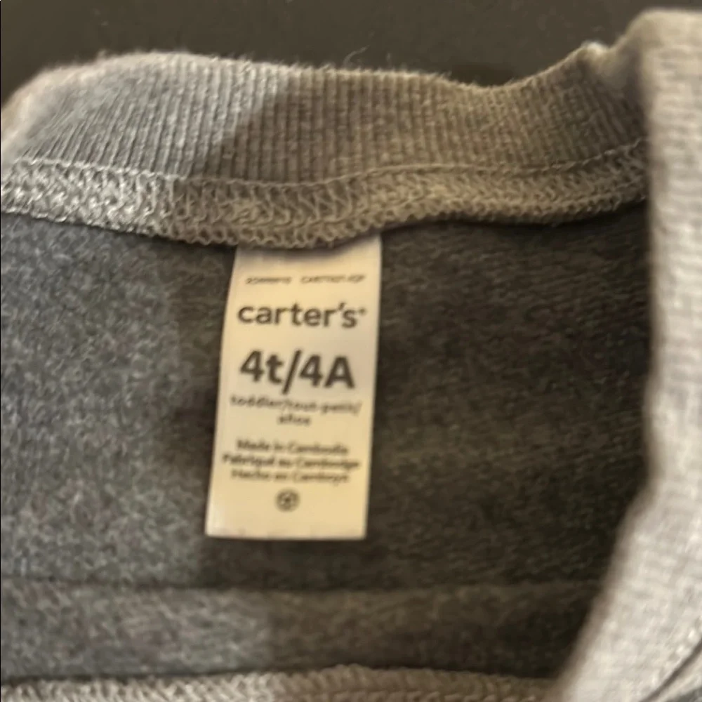Carter's Gray and‎ Green Knit Sweatshirt with Color Block Design